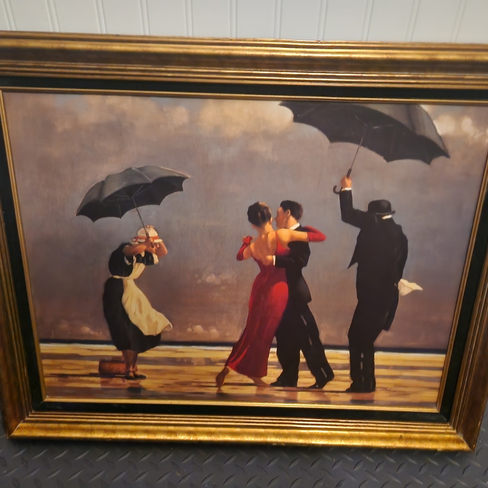 Elegant Dance in the Rain Framed Art